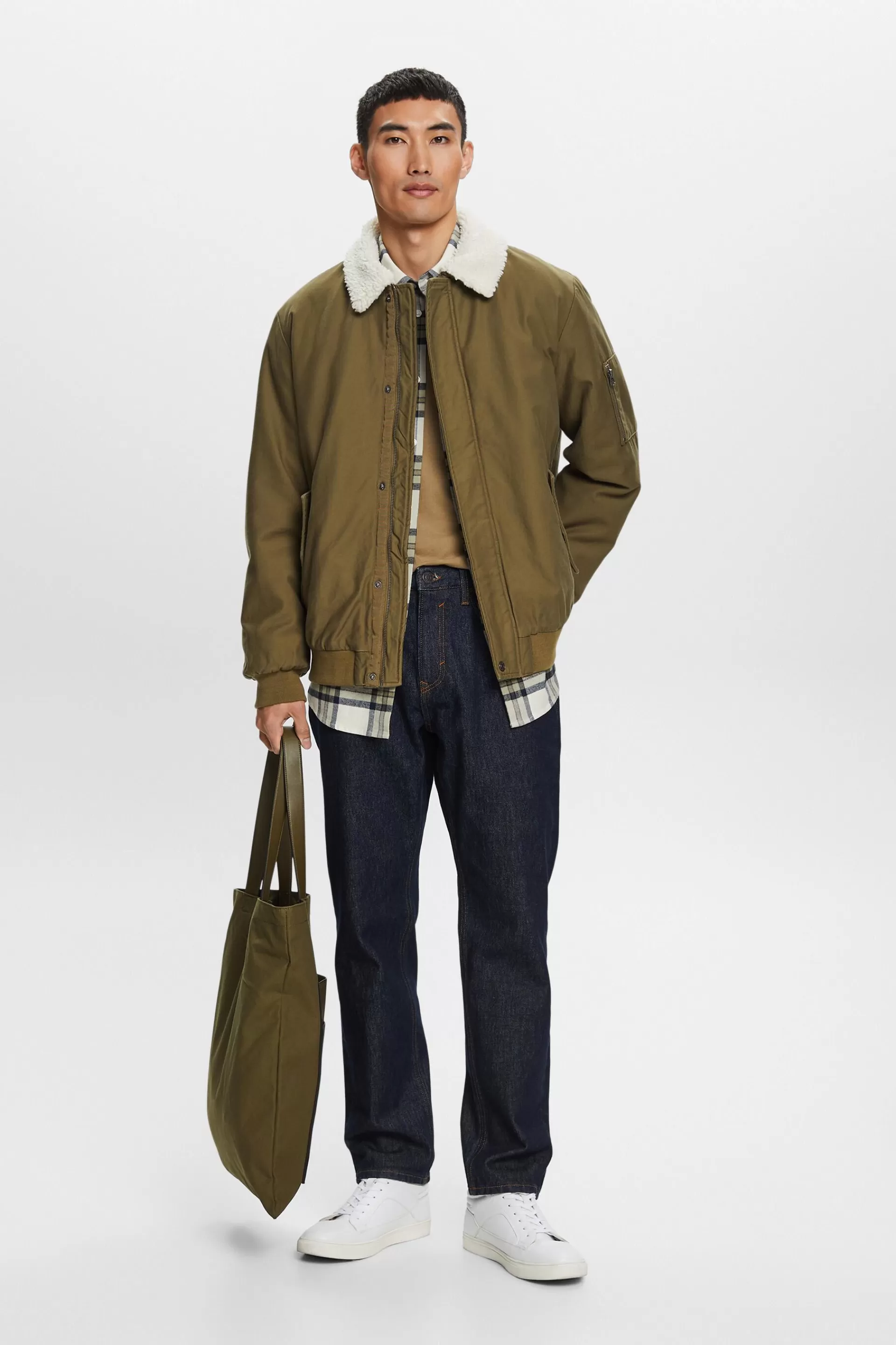 Wattierte Bomberjacke aus Fleece-ESPRIT Discount