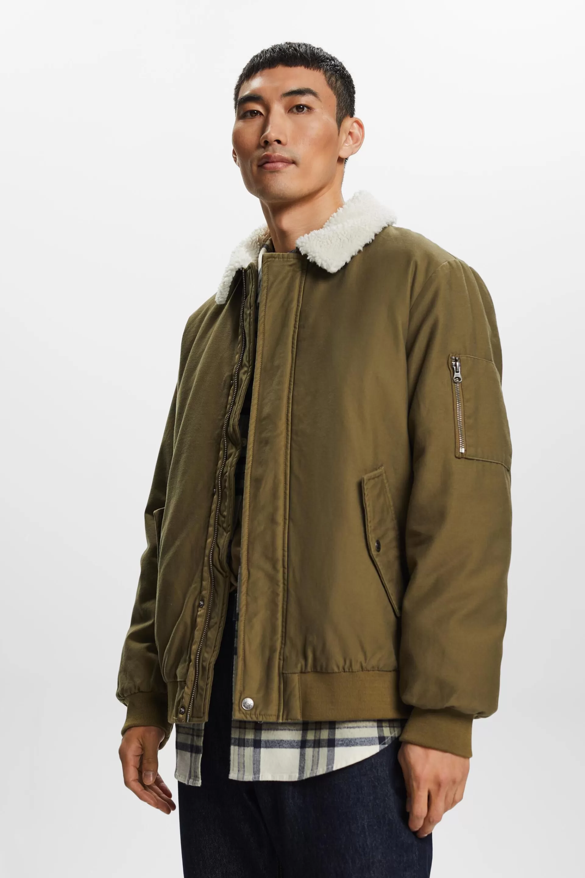 Wattierte Bomberjacke aus Fleece-ESPRIT Discount