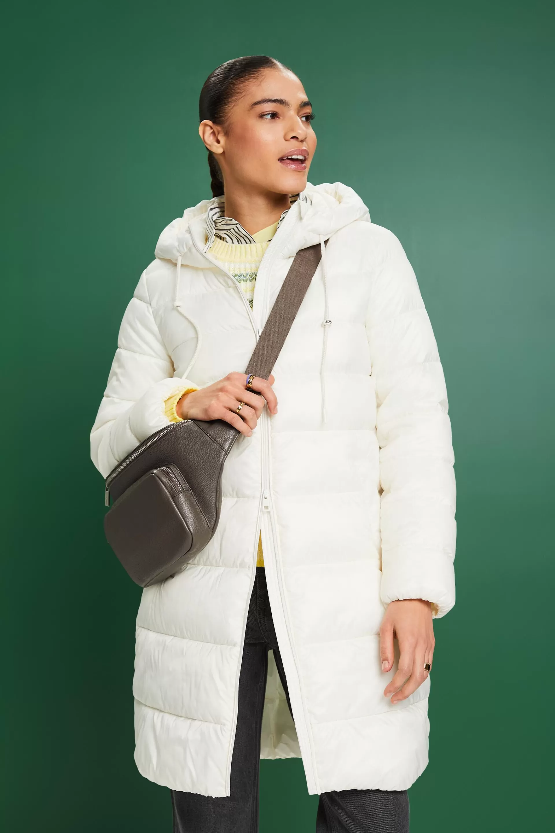 Wattierter wasserabweisender Mantel mit Kapuze-ESPRIT Cheap