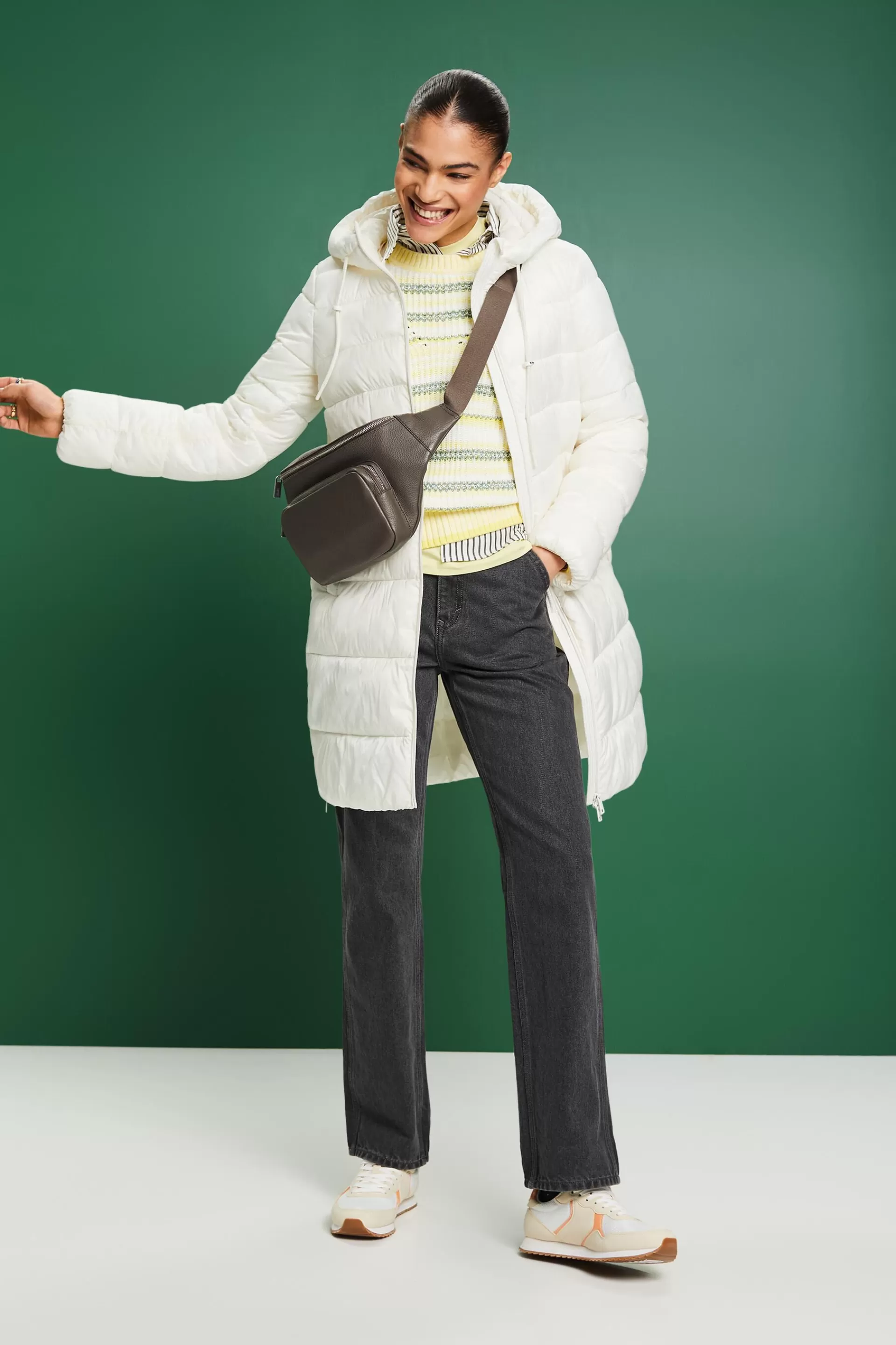 Wattierter wasserabweisender Mantel mit Kapuze-ESPRIT Cheap