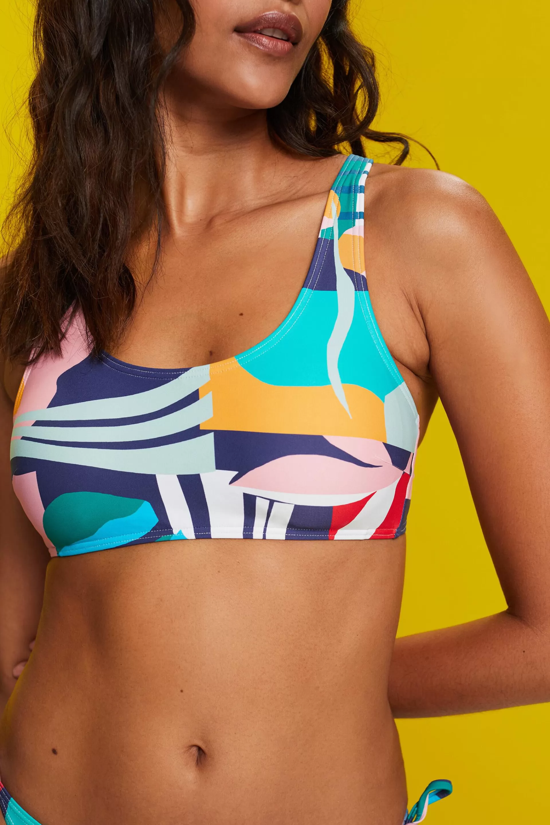 Wattiertes Bikinitop im Croptop-Look mit Print-ESPRIT Best Sale