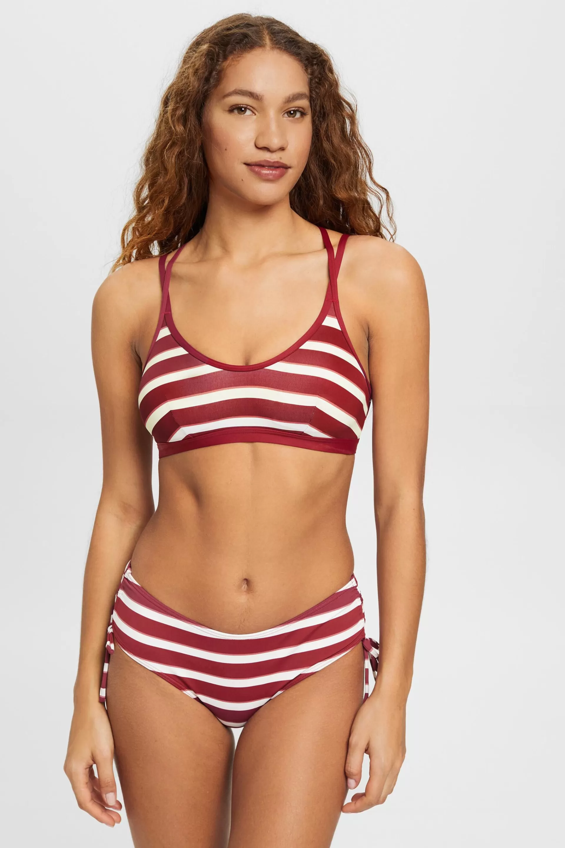 Wattiertes Bikini-Top mit Streifen und gekreuzten Trägern-ESPRIT Online